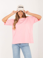 Jasnoróżowy t-shirt basic z bawełny RUE PARIS