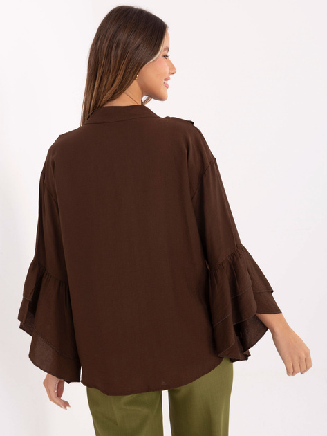 Brązowa koszula z falbankami przy rękawach RUE PARIS