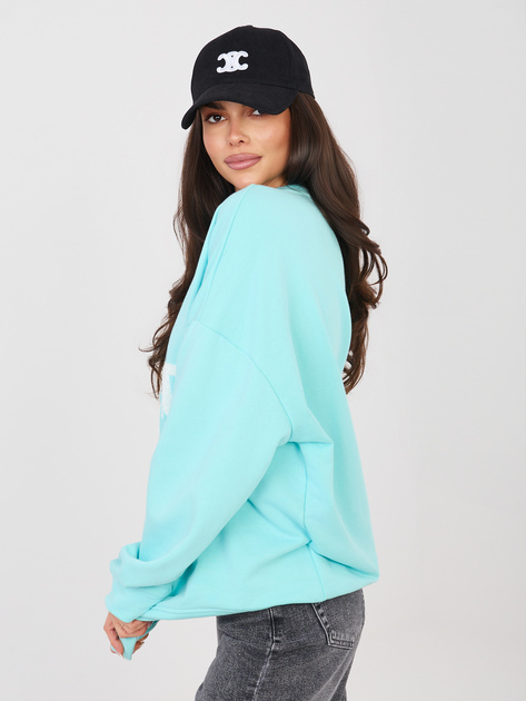 Miętowa bluza oversize z wypukłym napisem