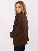 Brązowa rozpinana koszula z żabotem 