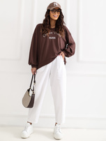 Czekoladowa bluza oversize bez kaptura RUE PARIS 