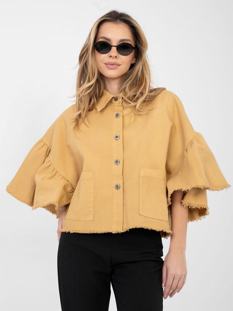 Camelowa jeansowa kurtka z kołnierzykiem RUE PARIS