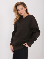 Czekoladowa dresowa bluza basic z ociepleniem