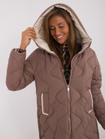 Hurt Brown quilted transitional jacket with a hood.