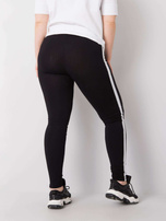 Schwarz-silberne Leggings in Übergröße mit Streifen Charlotta.