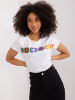 Hurt Biały bawełniany t-shirt z haftem BASIC FEEL GOOD