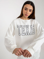 Hurt Ecru-biała długa bluza z napisem i kieszeniami