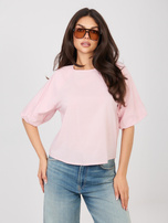 Pastelowa różowa damska bluzka z krótkim rękawem SUBLEVEL 