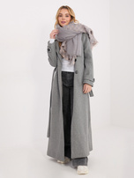 Szaro-jasnoróżowy damski szal z wełną