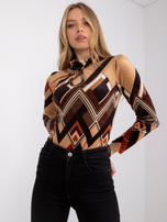 Brązowo-beżowa bluzka welurowa Pari