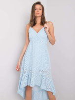 Niebieska sukienka z falbaną Clover OCH BELLA