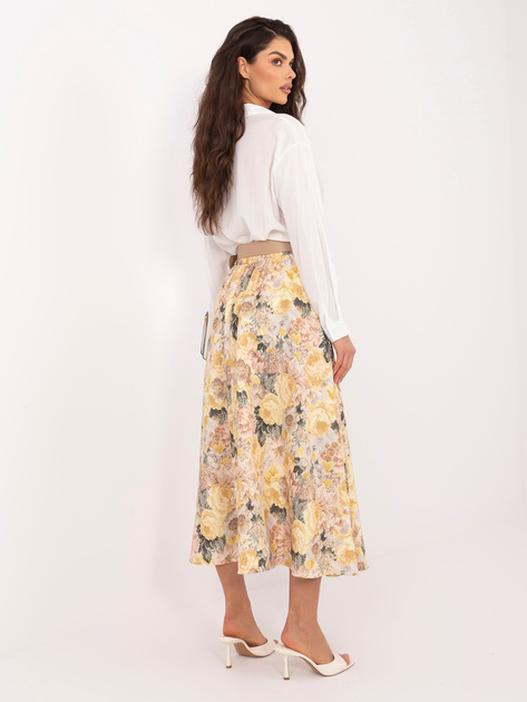 Żółta elegancka spódnica w kwiaty RUE PARIS