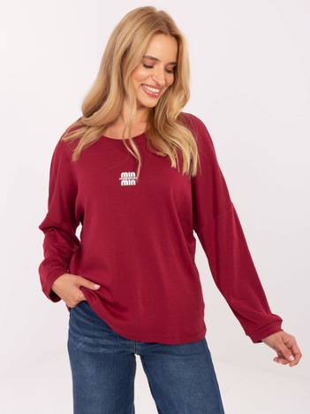 Bordowa bawełniana bluzka z dżetami