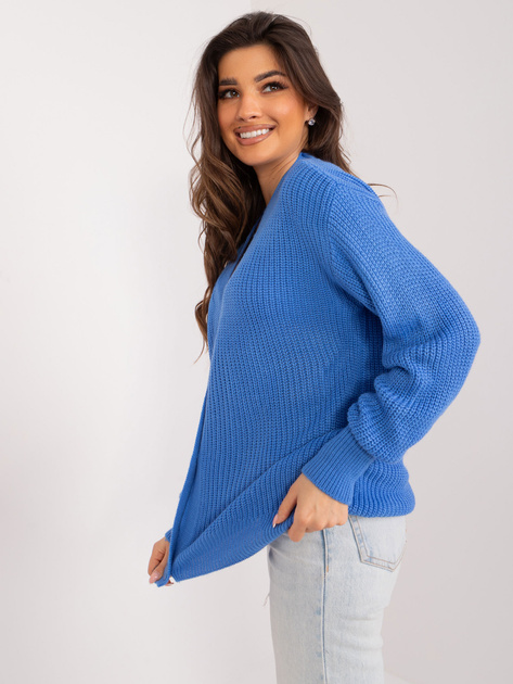 Hurt Niebieski sweter rozpinany z dekoltem V RUE PARIS