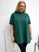 Tmavě zelená blůza plus size s volánem.