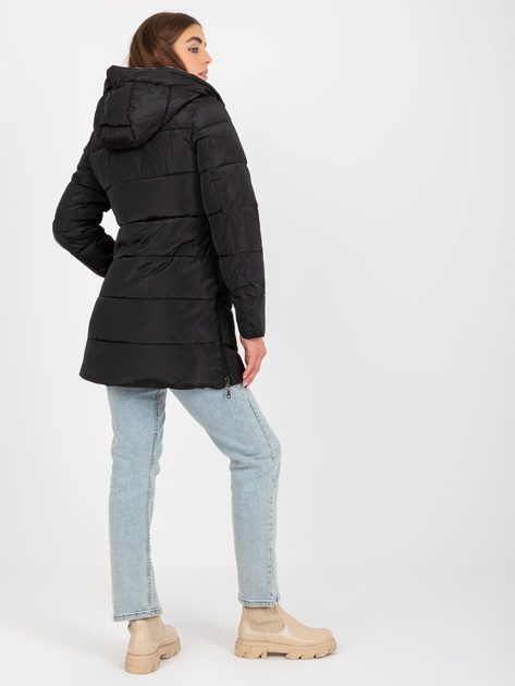 Hurt Czarno-beżowa dwustronna kurtka zimowa z kapturem