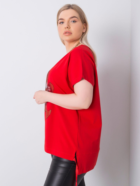 Czerwona bluzka plus size z aplikacją Marlene