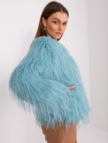 Hurtownia Miętowa futrzana kurtka z kieszeniami