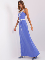 Hurt Dark blue maxi evening dress with lace.