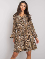 Beżowo-czarna sukienka w cętki Bexxley