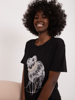 Hurt Czarny bawełniany t-shirt z aplikacjami