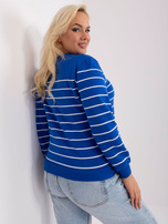 Hurt Kobaltowa bawełniana bluzka plus size w paski