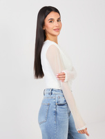 Białe siateczkowe body z drapowaniem