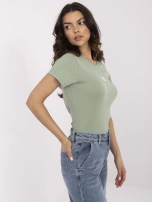 Pistacjowa casualowa bluzka damska z bawełny