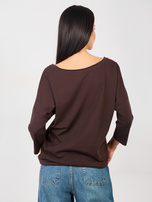 Czekoladowa bluzka basic z wiązaniem RUE PARIS
