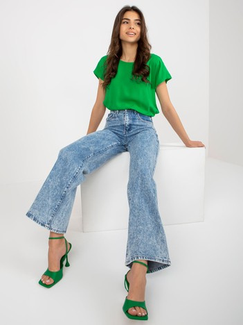 Hurtownia Niebieskie szerokie jeansy z wysokim stanem