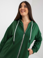 Hurt Ciemnozielona rozpinana bluza plua size z kapturem