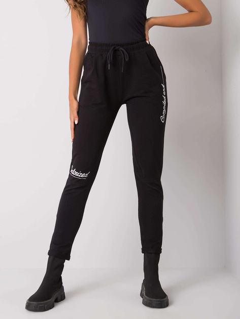 Czarne spodnie dresowe z napisami Haylee