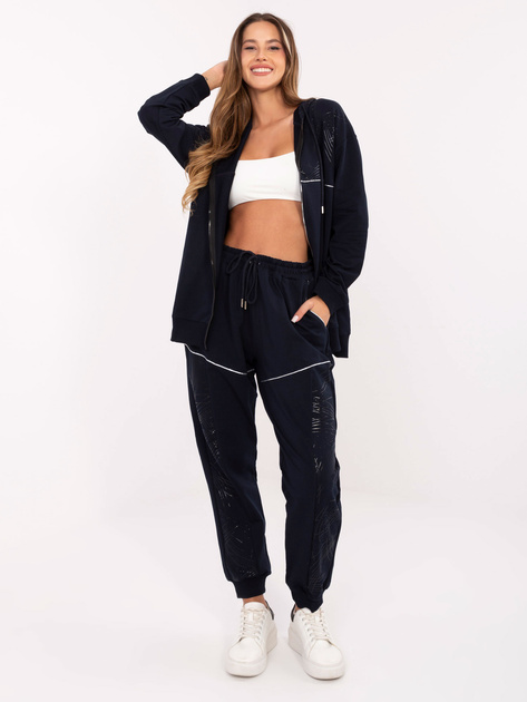 Granatowy damski komplet z rozpinaną bluzą