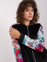 Hurtownia Czarna-ecru damska bluza na suwak RUE PARIS