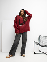 Bordowa ocieplana bluza z napisem LA RUE PARIS