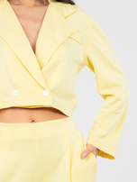 Pastelowy żółty komplet z krótką marynarką RUE PARIS