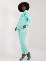 Hurtownia Miętowy casualowy komplet damski z weluru