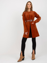 Hurt Jasnobrązowa elegancka narzutka z kieszeniami