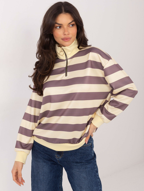 Ciemnobeżowa buza oversize w paski