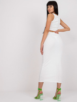 Ecru dwuczęściowy komplet basic w prążki RUE PARIS 