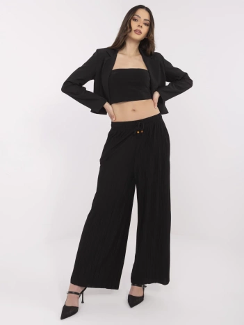 Czarne plisowane spodnie z wiązaniem SUBLEVEL