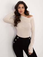 Hurt Jasnobeżowa dopasowana bluzka z połyskiem