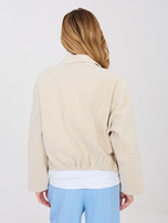 Jasnobeżowa sztruksowa kurtka z gumką na dole RUE PARIS 