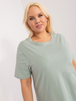 Hurt Pistacjowa bluzka plus size z okrągłym dekoltem