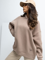 Ciemnobeżowa bluza basic z naszywką RUE PARIS 