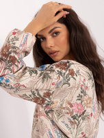 Zielona przejściowa kurtka z roślinnym nadrukiem