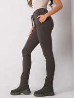 Ciemne khaki spodnie dresowe z bawełny Davina