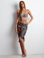 Hurtownia Czarna wzorzysta chusta z bawełny