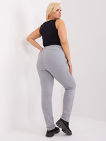 Hurt Szare melanżowe spodnie plus size z naszywką