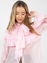 Jasnoróżowa prześwitująca koszula z rękawem typu dzwon
